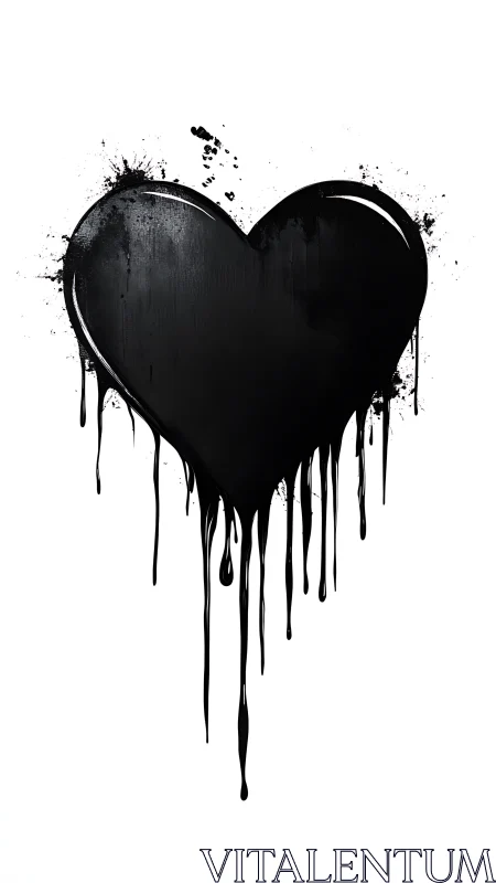 Melancholy Drips: Heart Surrendering to Gravity's Dark Embrace
