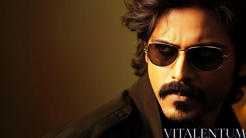 Cool confident portrait with warm light and dark shades.