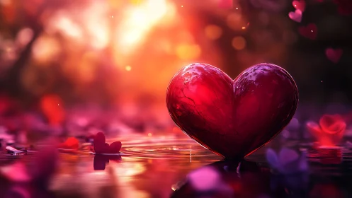 Luminescent Crystalline Heart Form with Chromatic Light Diffusion.