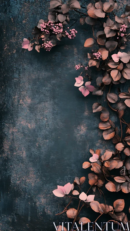 Soft dusk blossoms along a weathered teal wall edge.