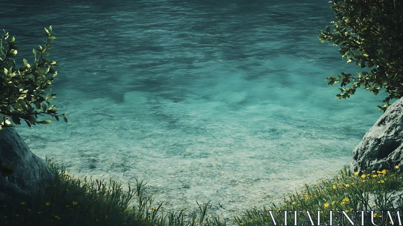 Turquoise shallows whisper quietly between stone guardians