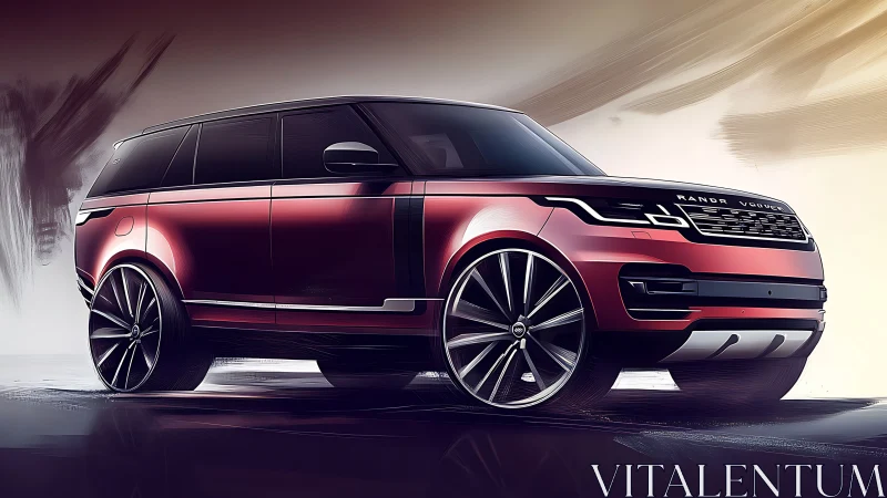 Crimson boulevard bruiser gliding through painted twilight.