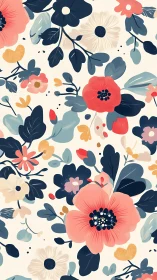 A Garden of Dreams in Coral and Navy Blooms.