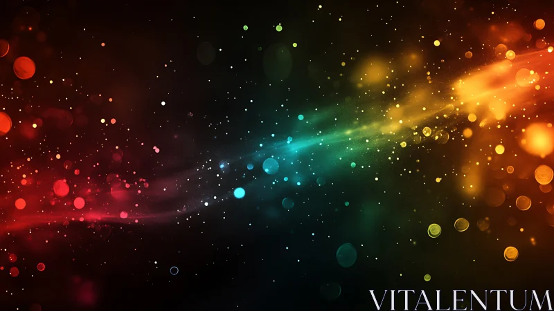 Colorful bokeh light trail over dark abstract background.