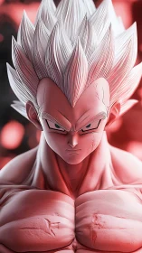 High-detail cel-shaded warrior portrait with hard rim lighting