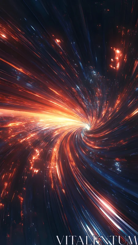 Digital painting of a luminous interstellar vortex corridor.