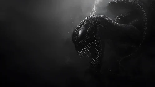 Sinister shadow creature emerging from swirling darkness.