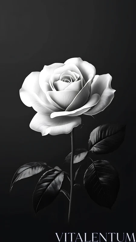Monochrome Rose with Detailed Botanical Study.