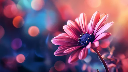 Pink Daisy Dreams in Bokeh Light.
