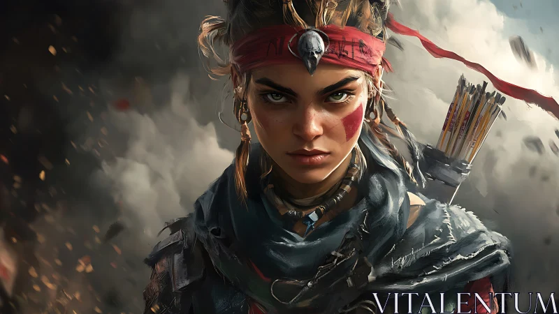 Warrior archer portrait in dynamic cinematic digital painting