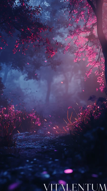 Neon Blossoms Pierce the Foggy Night.