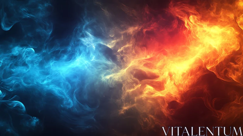 Bidirectional Flame Energy Collision: Blue-Orange Thermal Gradient.