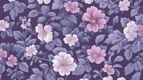 Lavender and Pink Floral Botanical Pattern Illustration