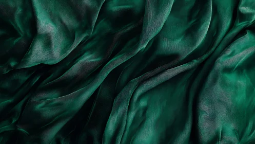 Emerald Fabric Folds with Textural Depth and Directional Movement