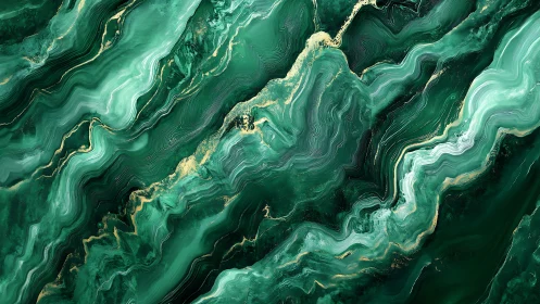 Emerald fluid topology renders layered marbled strata in motion