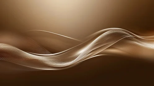 Golden abstract wave lines flow across soft brown gradient