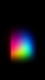 Prismatic light gradient diffuses across void in abstract digital field