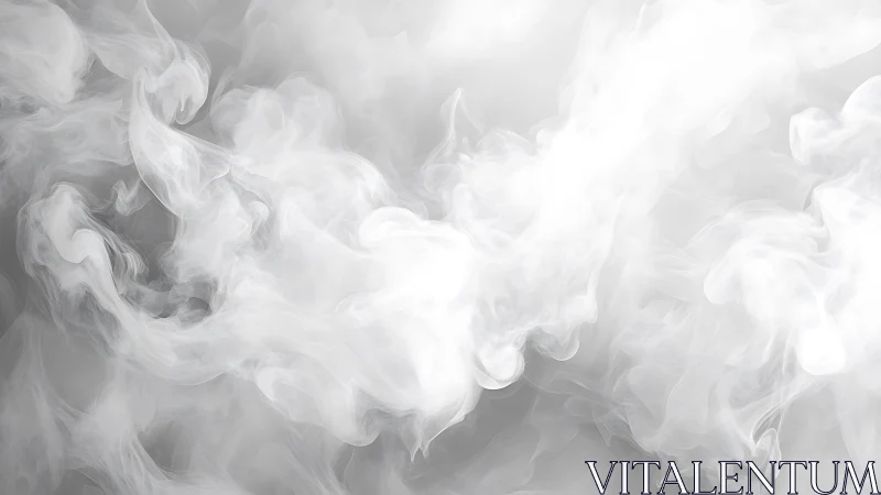 Wispy White Smoke Abstract on Soft Gray Background, Minimalist Style.
