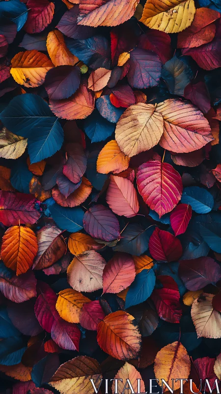 Colorful fallen autumn leaves in dense overlapping pattern.