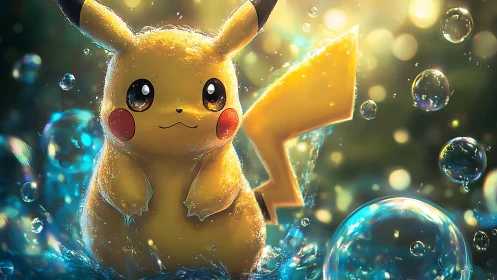 Hydrophilic Pikachu rendered with high dynamic lighting detail.