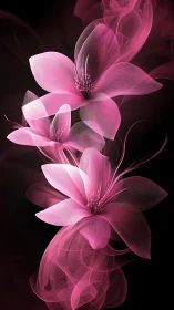 Luminous Pink Petals: Digital Blooms in Motion.