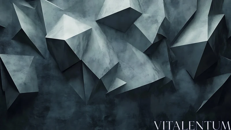 Geometric concrete relief with sharp faceted polygon forms.