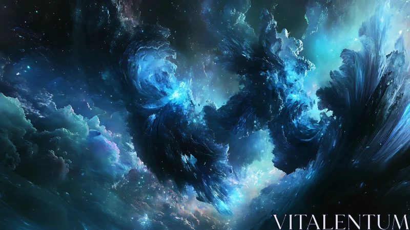 Cosmic tidal dragons colliding in a storm of starlight.