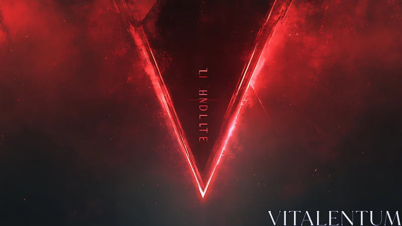 Inverted crimson triangle forms luminous core within dark nebula