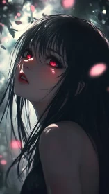 Crimson star eyes quietly ignite the dusklit garden air