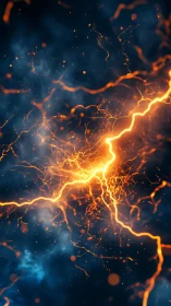 Electrical discharge pattern with orange lightning streaks