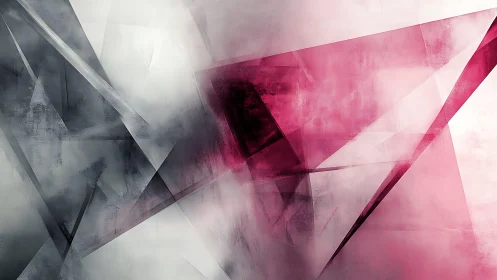 Geometric Abstract Art with Pink and Gray Tones, Modern Style.