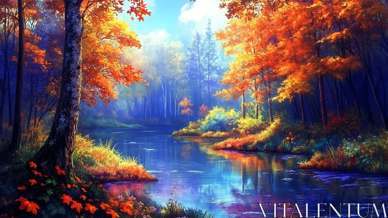 Autumn's Golden Mirror in the Quiet Forest.