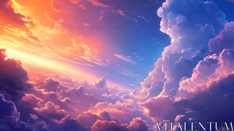 Sunset dreams spilling across a painted cloud ocean.