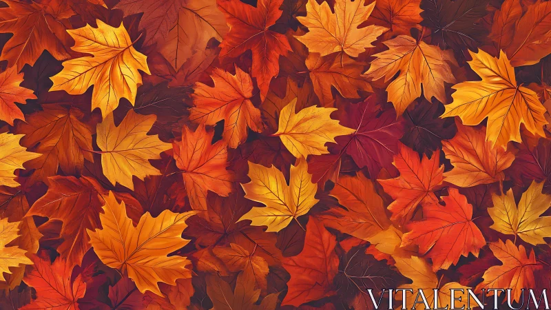 Autumn maple foliage pattern in saturated warm tones.