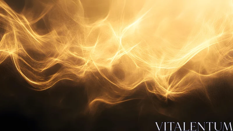 Abstract golden light waves on dark background, ethereal and modern.