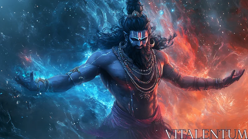 Mythic warrior commands twin elemental inferno and frost.