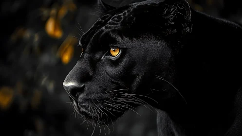 Black Panther Portrait with Golden Eyes: Dramatic Wildlife Study.