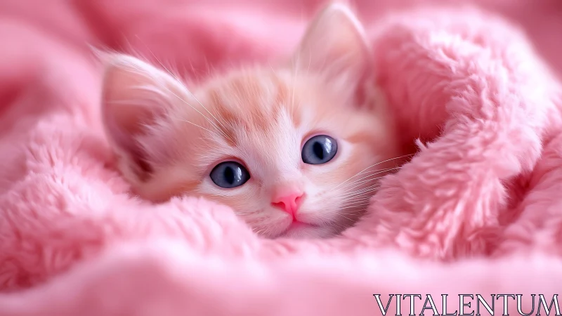 Snuggled in Pink: A Kitten's Cozy Cloud.