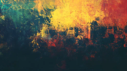 Vibrant Abstract Cityscape Painting with Bold Textures.