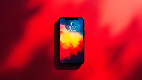 Smartphone Lock Screen with Vibrant Solar Burst Composition.