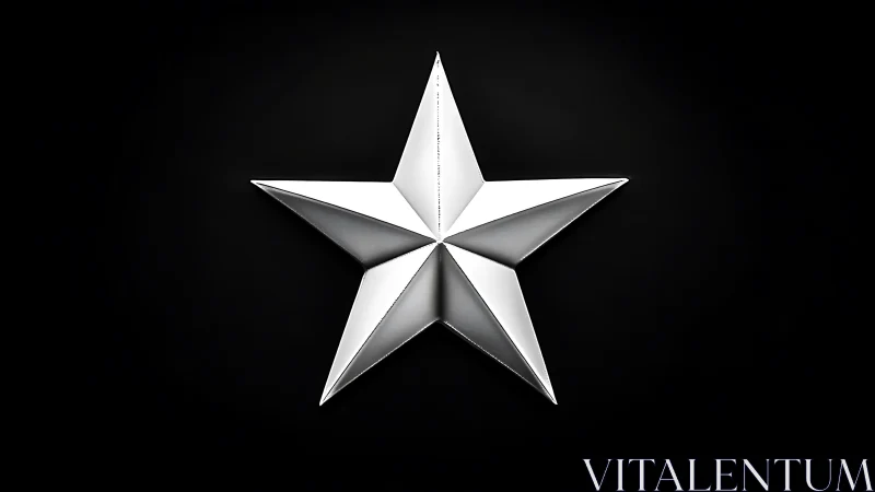 Specular metallic five-point star under controlled key lighting.
