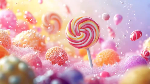 Whimsical Candy Wonderland with Vibrant Lollipop.