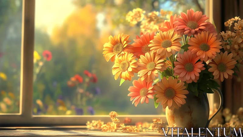 Sunlit Daydream: Where Gerberas Dance Through Golden Afternoon Rays