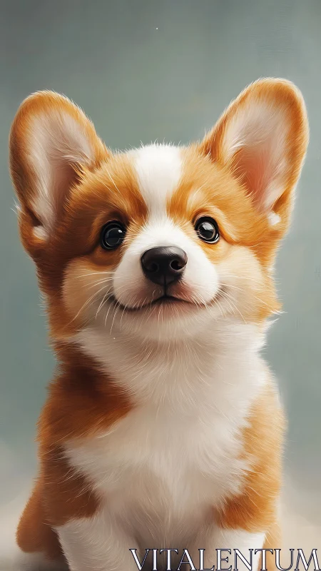 Corgi puppy portrait shows frontal view with soft lighting