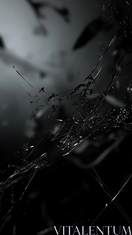 Dark abstract shards forming angular web-like structure.