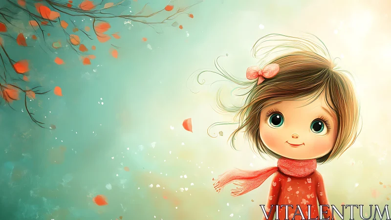 Juvenile Female Character Digital Illustration: Teal-Orange Chromatic Palette