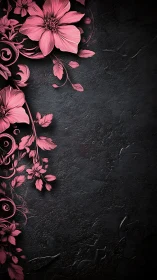 Pink Blooms Dance Against Moody Darkness.