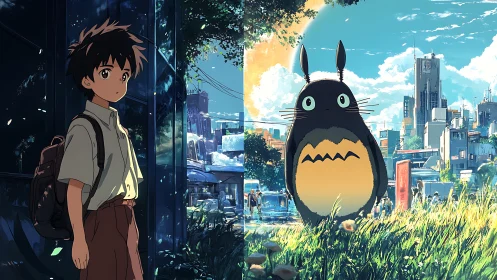 Urban summer daydream lets a quiet boy meet a gentle giant