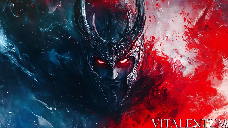 Bifurcated infernal warlord rendered in chromatic vortex field.