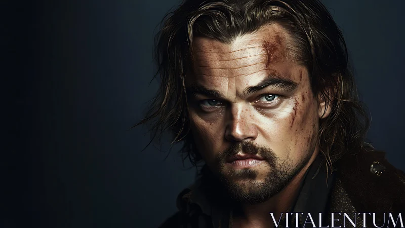 Weathered survivor gazes forward with fierce determination